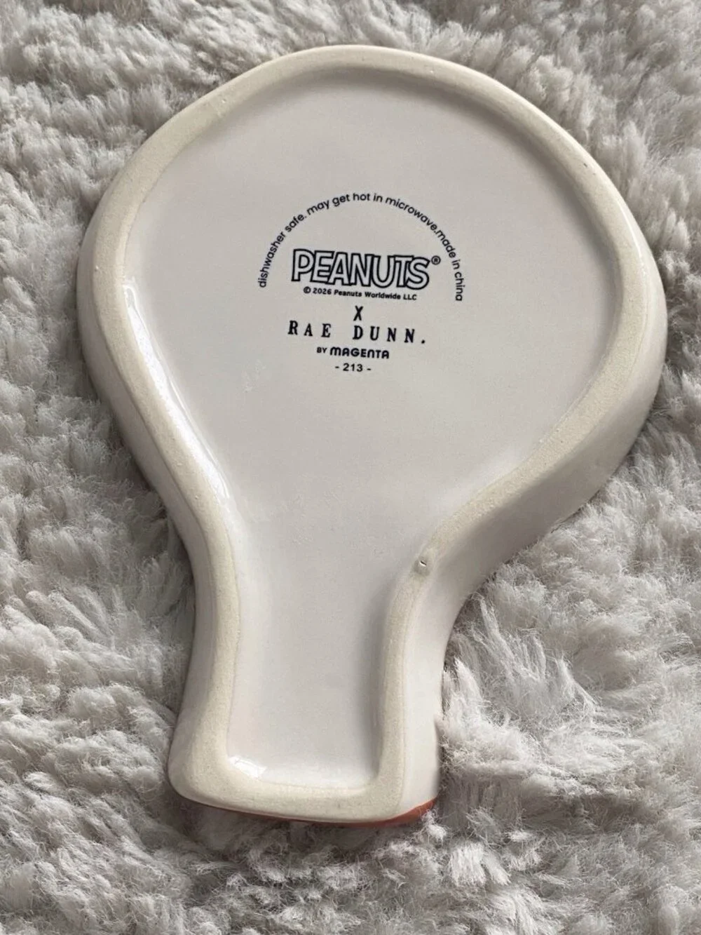 Rae Dunn X Peanuts Snoopy Woodstock Football Go Team Ceramic Spoon Rest NEW